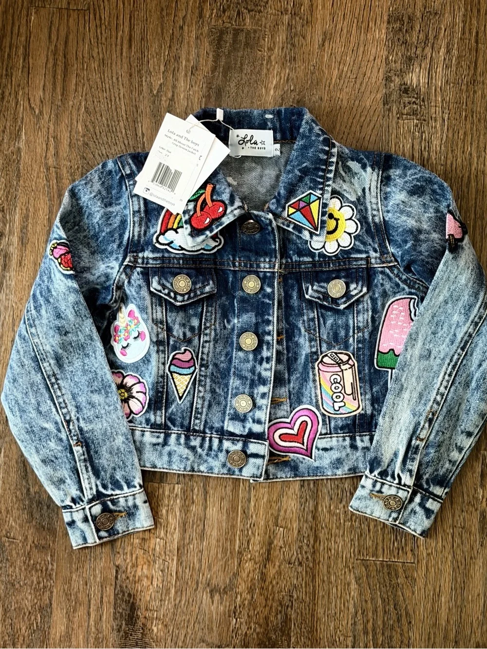 Lola + The Boys All About The Patch Crop Denim Jacket 2T NWT